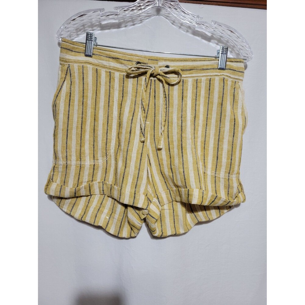 Striped Yellow Drawstring Women's Shorts